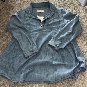 Current Elliot Chambray Laurel Canyon Popover Henley Denim Top Sz 1